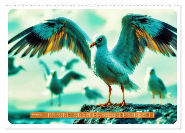 Produktbild: Gierige M&ouml;wen (hochwertiger Premium Wandkalender 2027 DIN A2 quer), Kunstdruck in Hochglanz