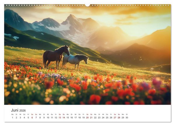 Produktbild: Im Wind der Freiheit - Ein Jahr voller Pferde (hochwertiger Premium Wandkalender 2026 DIN A2 quer), Kunstdruck in Hochglanz