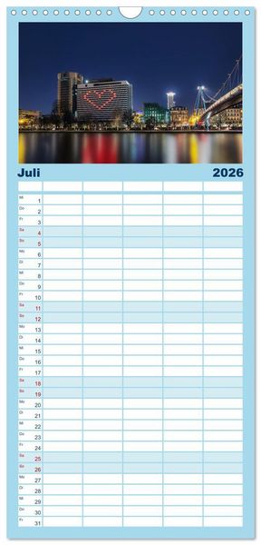 Produktbild: Familienplaner 2026 - Frankfurt am Main - at night mit 5 Spalten (Wandkalender, 21 x 45 cm) CALVENDO