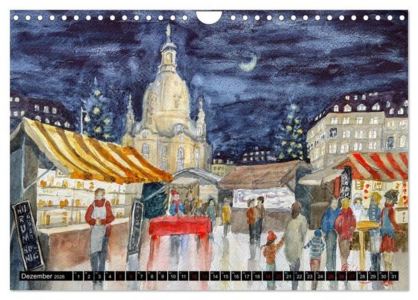 Produktbild: Dresden und das Elbtal - Ein Aquarellkalender von Claudia Pinkau (Wandkalender 2026 DIN A4 quer), CALVENDO Monatskalender