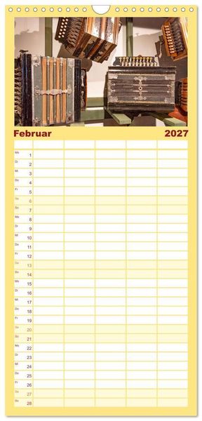 Produktbild: Familienplaner 2027 - Concertina und Bandoneon mit 5 Spalten (Wandkalender, 21 x 45 cm) CALVENDO
