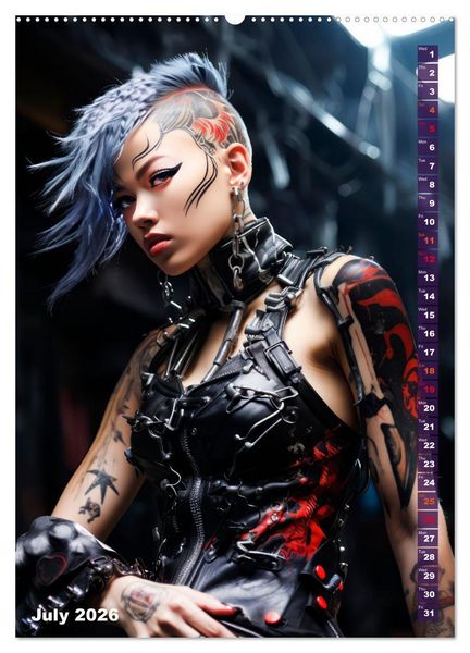 Produktbild: ROCK LADIES Cyber, goth, punk and more (Wall Calendar 2026 DIN A2 portrait), CALVENDO 12 Month Wall Calendar