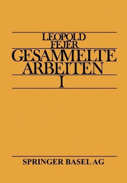 Produktbild: Leopold Fej&eacute;r Gesammelte Arbeiten I