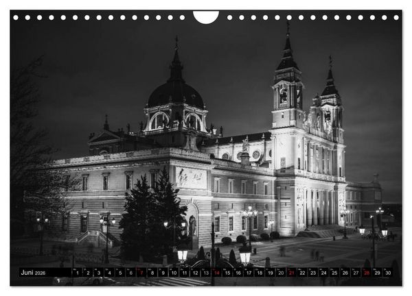 Produktbild: Madrid - Schwarz-Wei&szlig; Impressionen (Wandkalender 2026 DIN A4 quer), CALVENDO Monatskalender