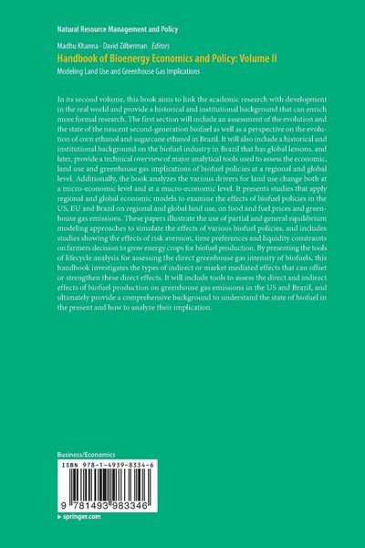 Produktbild: Handbook of Bioenergy Economics and Policy: Volume II
