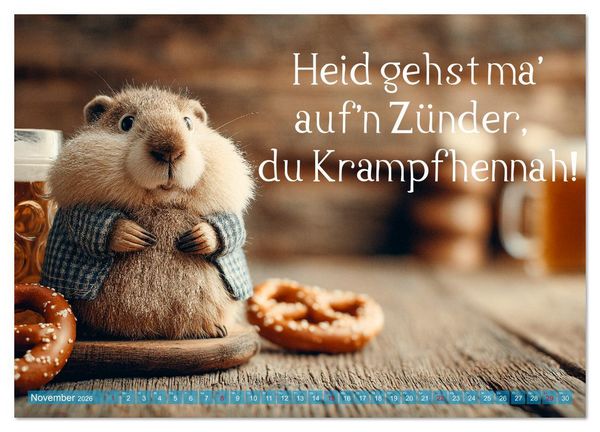 Produktbild: Bayrisch schimpfen - Mundart und Dialekt aus Bayern mit Schimpfw&ouml;rtern (Wandkalender 2026 DIN A2 quer), CALVENDO Monatskalender