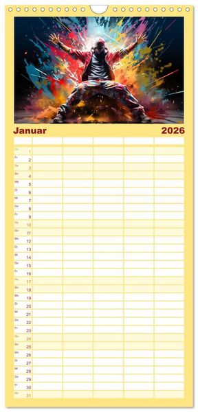 Produktbild: Familienplaner 2026 - Color Dance Art mit 5 Spalten (Wandkalender, 21 x 45 cm) CALVENDO