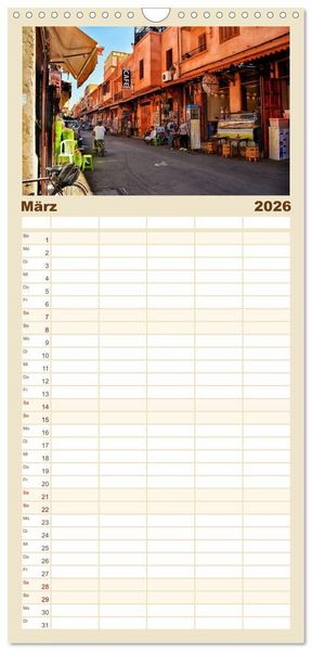 Produktbild: Familienplaner 2026 - Marrakesch die rote Stadt mit 5 Spalten (Wandkalender, 21 x 45 cm) CALVENDO