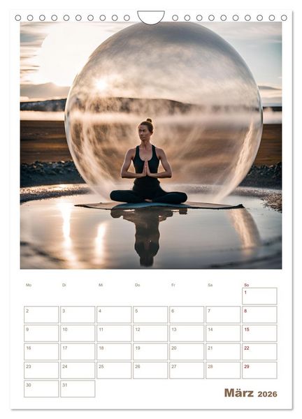 Produktbild: Yoga-Globetrotter: KI-Reisen in Seifenblasen. Ein Jahr der Harmonie an den sch&ouml;nsten Orten der Welt (Wandkalender 2026 DIN A4 hoch), CALVENDO Monatskalender