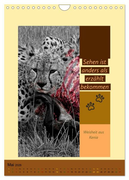 Produktbild: Kenia..mit einem Hauch Poesie - Weisheiten und Zitate (Wandkalender 2026 DIN A4 hoch), CALVENDO Monatskalender