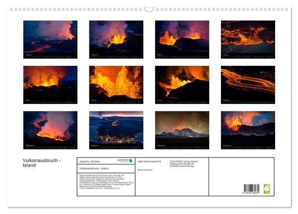 Produktbild: Vulkanausbruch - Island (Wandkalender 2026 DIN A2 quer), CALVENDO Monatskalender