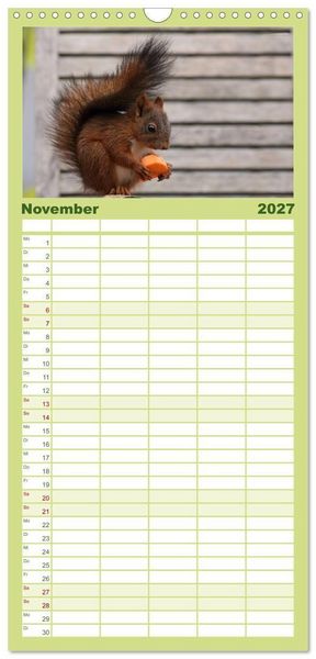 Produktbild: Familienplaner 2027 - Eichh&ouml;rnchen Kinder mit 5 Spalten (Wandkalender, 21 x 45 cm) CALVENDO