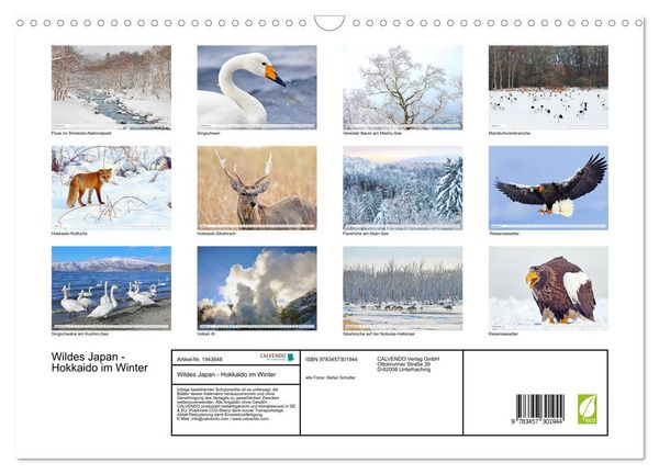 Produktbild: Wildes Japan - Hokkaido im Winter (Wandkalender 2026 DIN A3 quer), CALVENDO Monatskalender