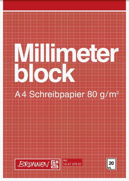 Brunnen Millimeter Block A4 Papier 20 Blatt