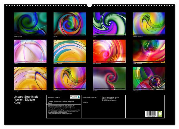 Produktbild: Lineare Strahlkraft - Wellen, Digitale Kunst (Wandkalender 2026 DIN A2 quer), CALVENDO Monatskalender