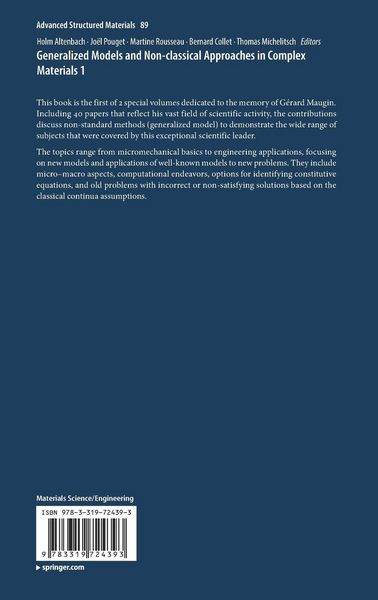 Produktbild: Generalized Models and Non-classical Approaches in Complex Materials 1