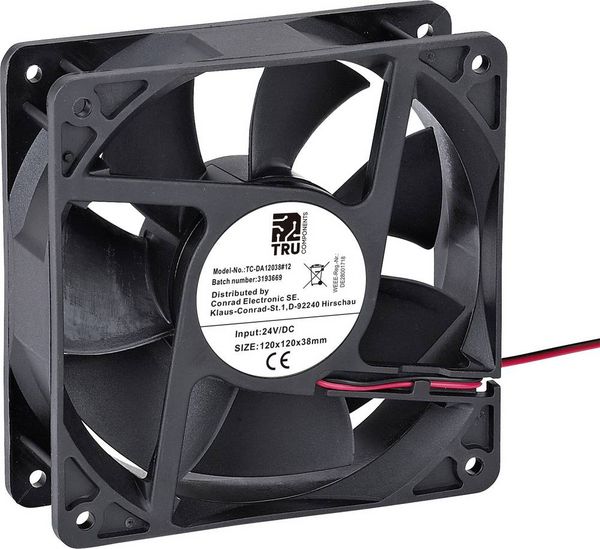 Produktbild: TRU COMPONENTS TC-DA12038-12 Axiall&uuml;fter 24 V/DC 220.8 m&sup3;/h (L x B x H) 120 x 120 x 38mm