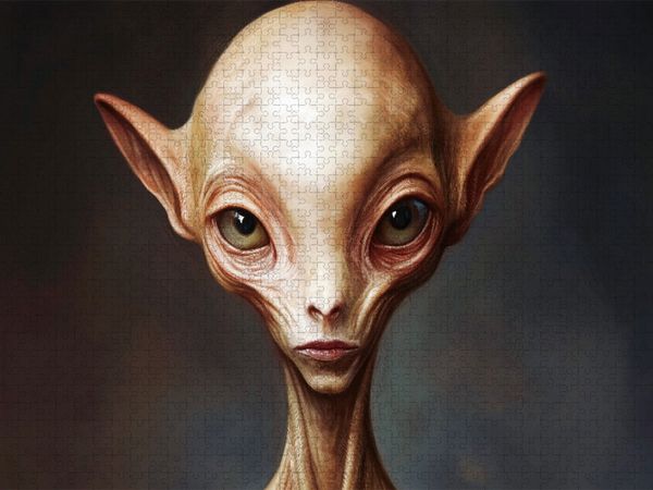 Produktbild: CALVENDO Puzzle Au&szlig;erirdisches Portr&auml;t - Mystisches Wesen zwischen Sci-Fi und Realit&auml;t | 1000 Teile Lege-Gr&ouml;&szlig;e 64x48cm Foto-Puzzle f&uuml;r gl&uuml;ckliche Stun