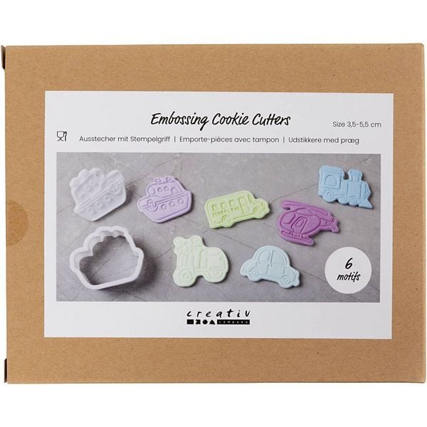 Produktbild: Creativ Company Ausstecher mit Stempelgriff, Transport, Gr&ouml;&szlig;e 3,5-5,5 cm, Wei&szlig;, 6 Stk