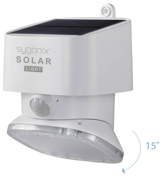 Produktbild: Sygonix SY-4673534 Solar-Au&szlig;enwandleuchte mit Bewegungsmelder LED LED fest eingebaut 20 W Wei&szlig;