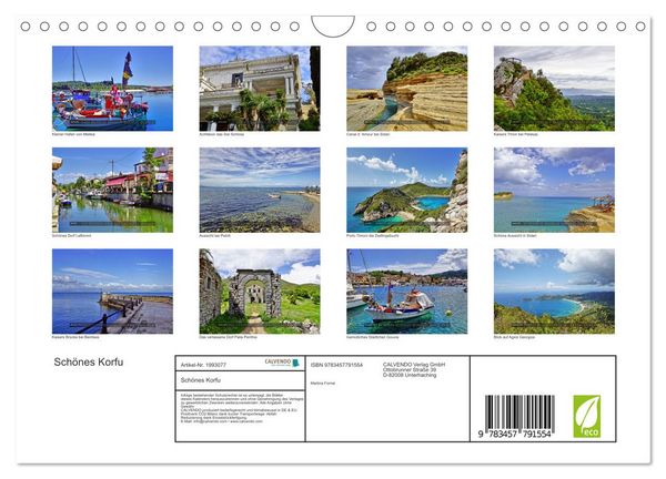 Produktbild: Sch&ouml;nes Korfu (Wandkalender 2026 DIN A4 quer), CALVENDO Monatskalender