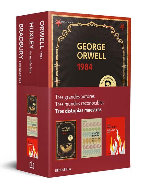 Produktbild: Distop&iacute;as maestras (pack que incluye: 1984, Fahrenheit 451 y Un mundo feliz)