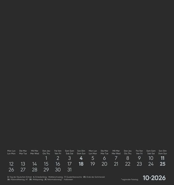 Produktbild: Kreativ-Kalender schwarz 2026 - 16x17 cm - Foto, Malen, Basteln - datiert - Kreativkalender - Foto-Kalender - Alpha Edition