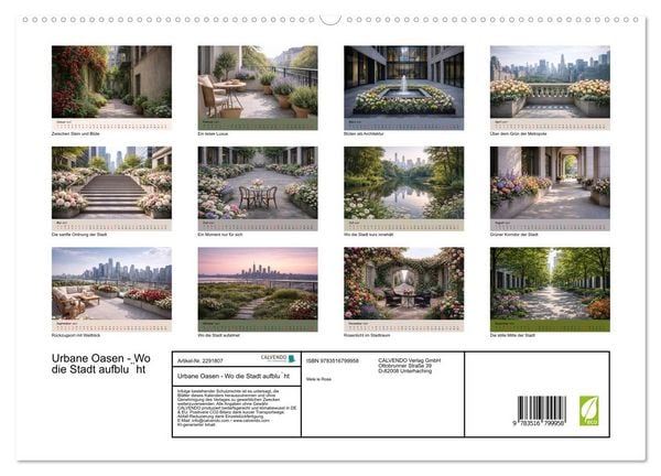 Produktbild: Urbane Oasen - Wo die Stadt aufblüht (hochwertiger Premium Wandkalender 2027 DIN A2 quer), Kunstdruck in Hochglanz