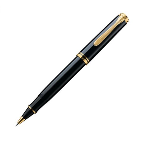 Pelikan Tintenroller Souverän® R400, Edelharz, 24-Karat vergoldete Zierelemente, Schwarz