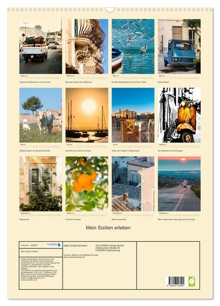 Produktbild: Mein Sizilien erleben (Wandkalender 2026 DIN A2 hoch), CALVENDO Monatskalender