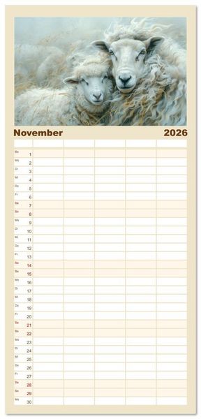 Produktbild: Familienplaner 2026 - Bei den Schafen - Malerische Reise mit 5 Spalten (Wandkalender, 21 x 45 cm) CALVENDO