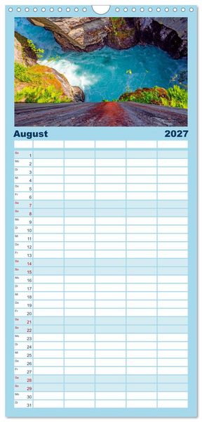 Produktbild: Familienplaner 2027 - K&ouml;nigsroute Norwegens mit 5 Spalten (Wandkalender, 21 x 45 cm) CALVENDO