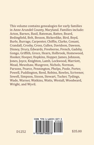 Produktbild: Colonial Families of Anne Arundel County, Maryland