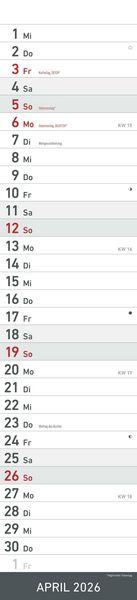 Produktbild: Streifenplaner SCHWARZ 2026 - Streifenkalender - Wandplaner - Küchen-Kalender - 11,3x49,5