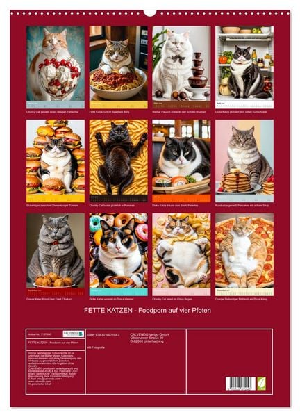 Produktbild: FETTE KATZEN - Foodporn auf vier Pfoten (Wandkalender 2026 DIN A2 hoch), CALVENDO Monatskalender