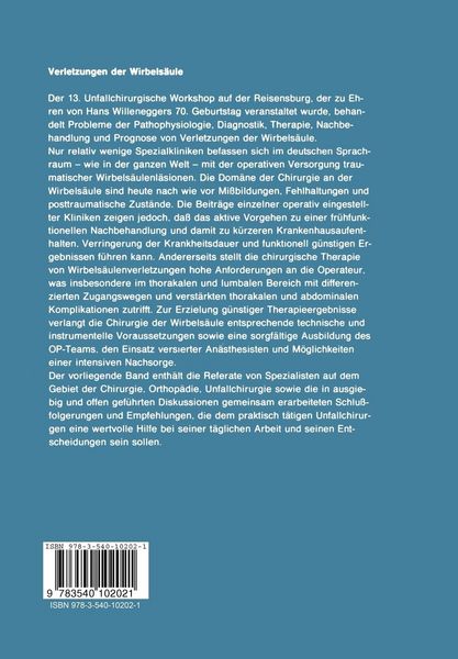 Produktbild: Verletzungen der Wirbels&auml;ule