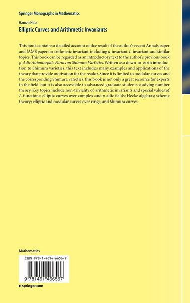 Produktbild: Elliptic Curves and Arithmetic Invariants