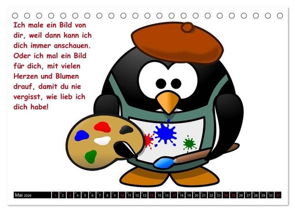 Produktbild: Pinguine im siebten Himmel! (Tischkalender 2026 DIN A5 quer), CALVENDO Monatskalender