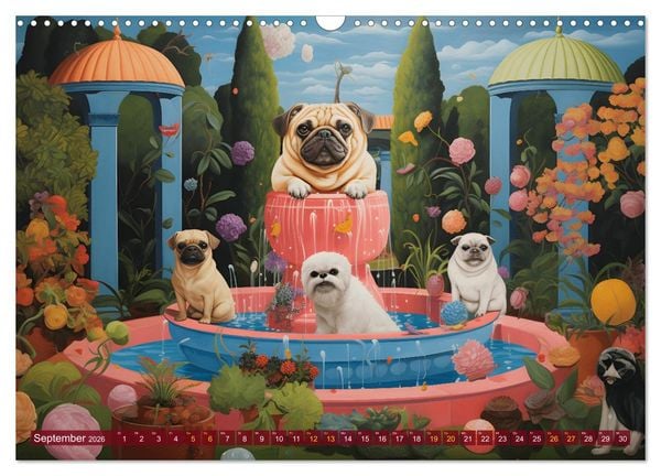 Produktbild: Boteros Hunde - Kunstvoller Kalender im Stile des Boterismo (Wandkalender 2026 DIN A3 quer), CALVENDO Monatskalender