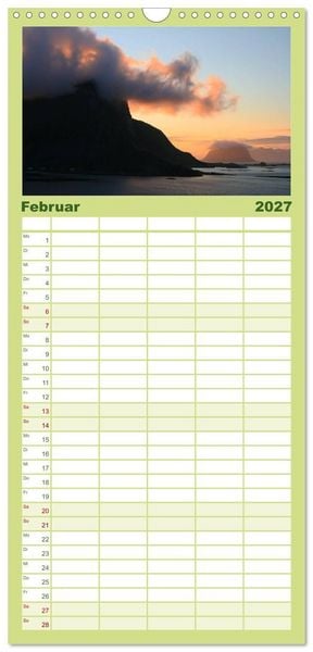 Produktbild: Familienplaner 2027 - Hurtigruten - Entlang der norwegischen K&uuml;ste mit 5 Spalten (Wandkalender, 21 x 45 cm) CALVENDO