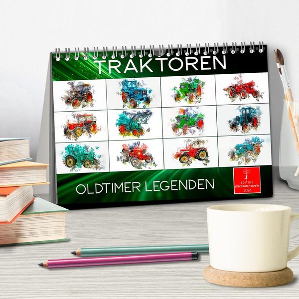 Produktbild: Traktoren Oldtimer Legenden (Tischkalender 2026 DIN A5 quer), CALVENDO Monatskalender