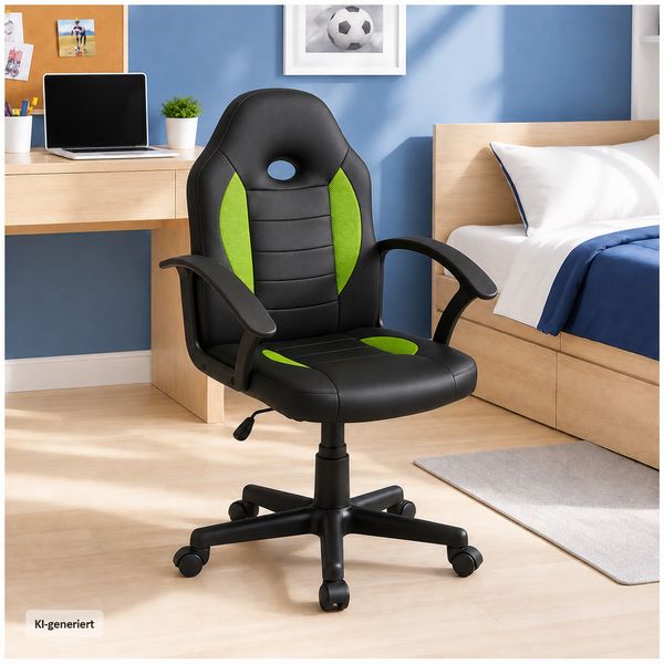 Produktbild: HTI-Living Schreibtischstuhl Junior h&ouml;henverstellbar ergonomischer Drehstuhl Schwarz-Gr&uuml;n