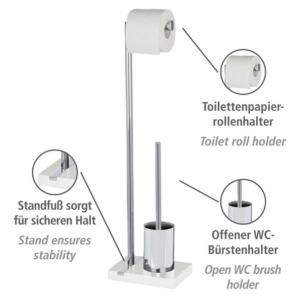 Produktbild: Stand WC-Garnitur Mod. Noble White, mit Chrom-Applikation