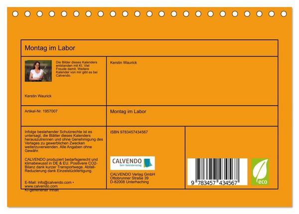 Produktbild: Montag im Labor (Tischkalender 2026 DIN A5 quer), CALVENDO Monatskalender