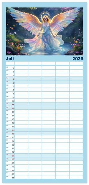 Produktbild: Familienplaner 2026 - Engel und Wasser - Ein Band der Anmut mit 5 Spalten (Wandkalender, 21 x 45 cm) CALVENDO