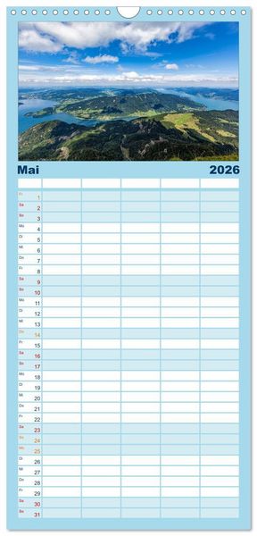 Produktbild: Familienplaner 2026 - Salzkammergut - Die sch&ouml;nsten Seen Ober&ouml;sterreichs mit 5 Spalten (Wandkalender, 21 x 45 cm) CALVENDO