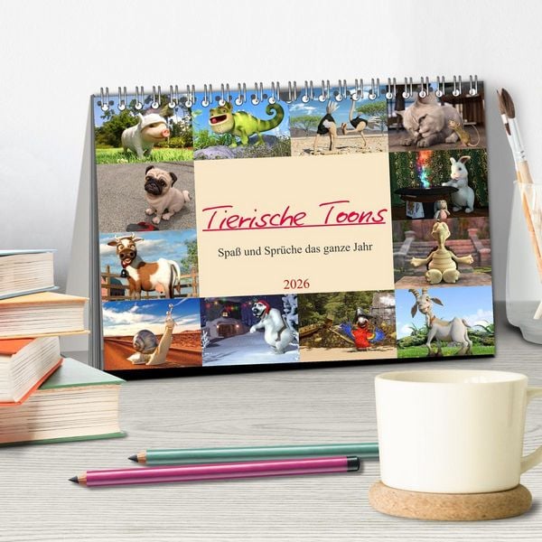 Produktbild: Tierische Toons (Tischkalender 2026 DIN A5 quer), CALVENDO Monatskalender