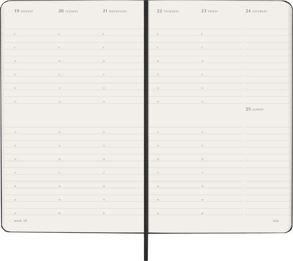 Produktbild: Moleskine 12 Monate Wochenkalender 2027, Large/A5, 1 Wo = 2 Seiten, vertikal, fester Einband, Schwarz