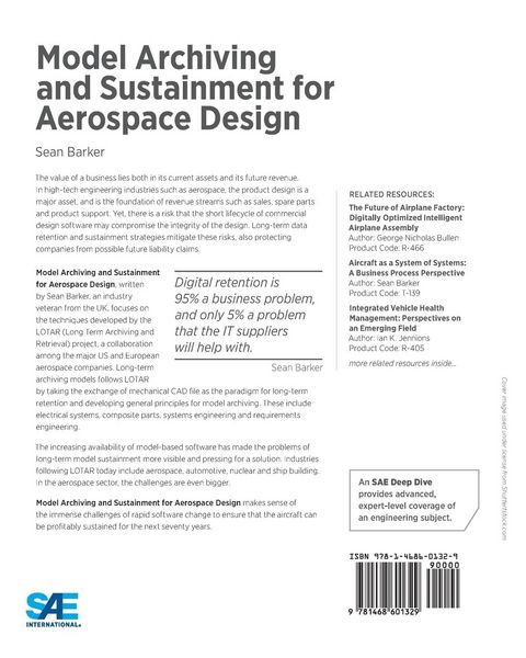 Produktbild: Model Archiving and Sustainment for Aerospace Design