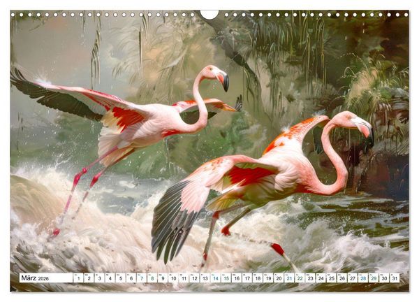 Produktbild: Ein Herz f&uuml;r Flamingos (Wandkalender 2026 DIN A3 quer), CALVENDO Monatskalender